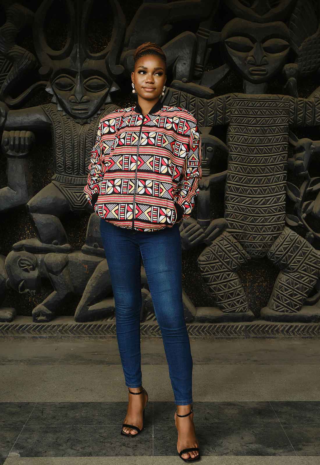 Beti Women's Tribal Chic Bomber Jacket