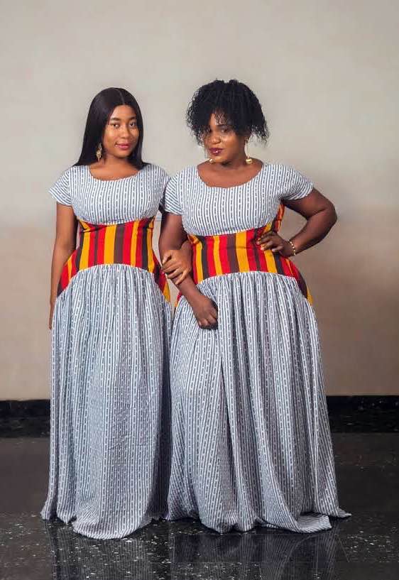 Xae Monochrome Silky Flow Dress With Àṣọ-Òke Waist Detail