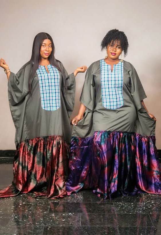 Nara Butterfly Boubou with Cotton And Silk Adire