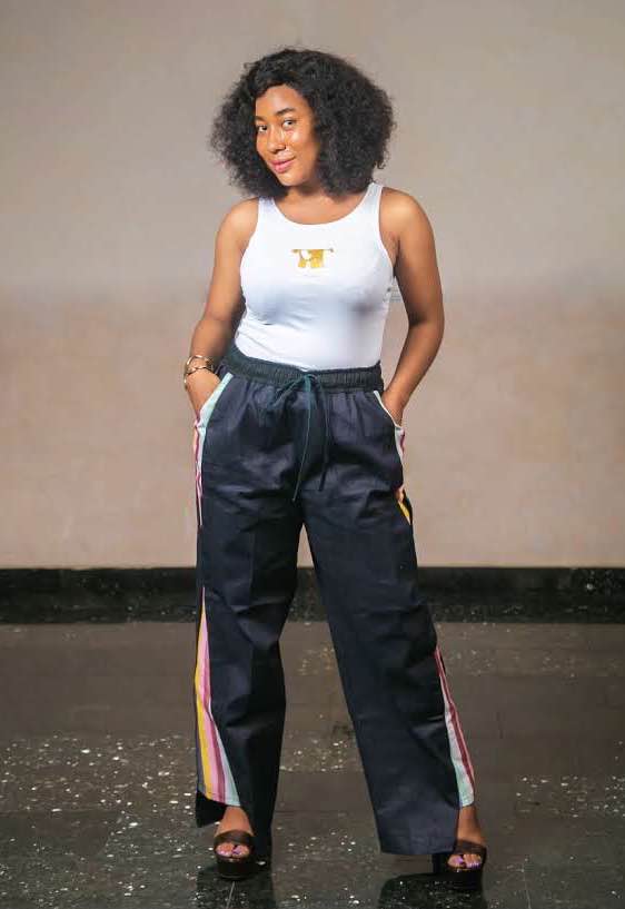 Tayo Structured Denim Pants With Àṣọ-Òke Side Panels