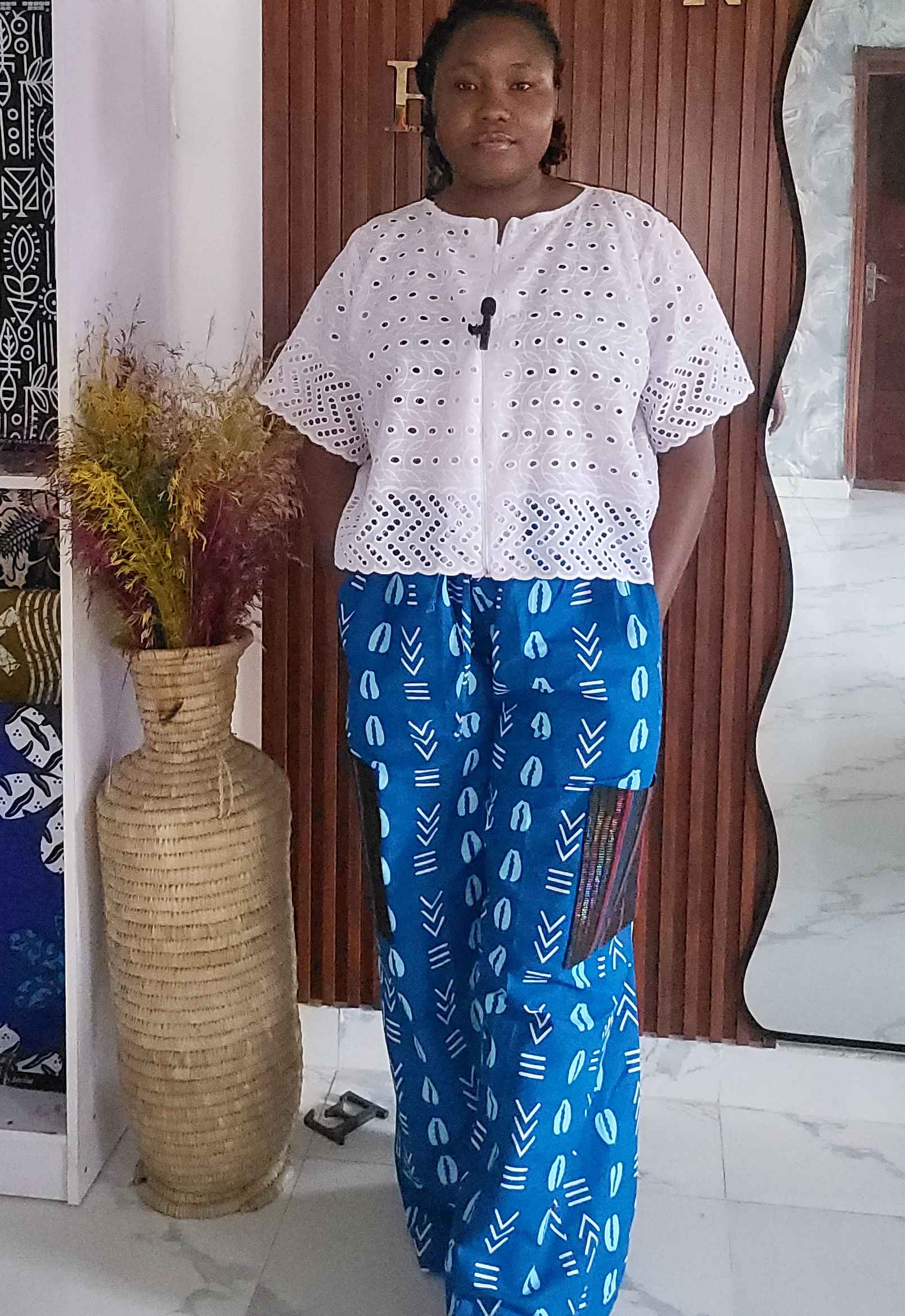 Debby Cotton Dry Lace Top And Ankara Pocket Pants Set
