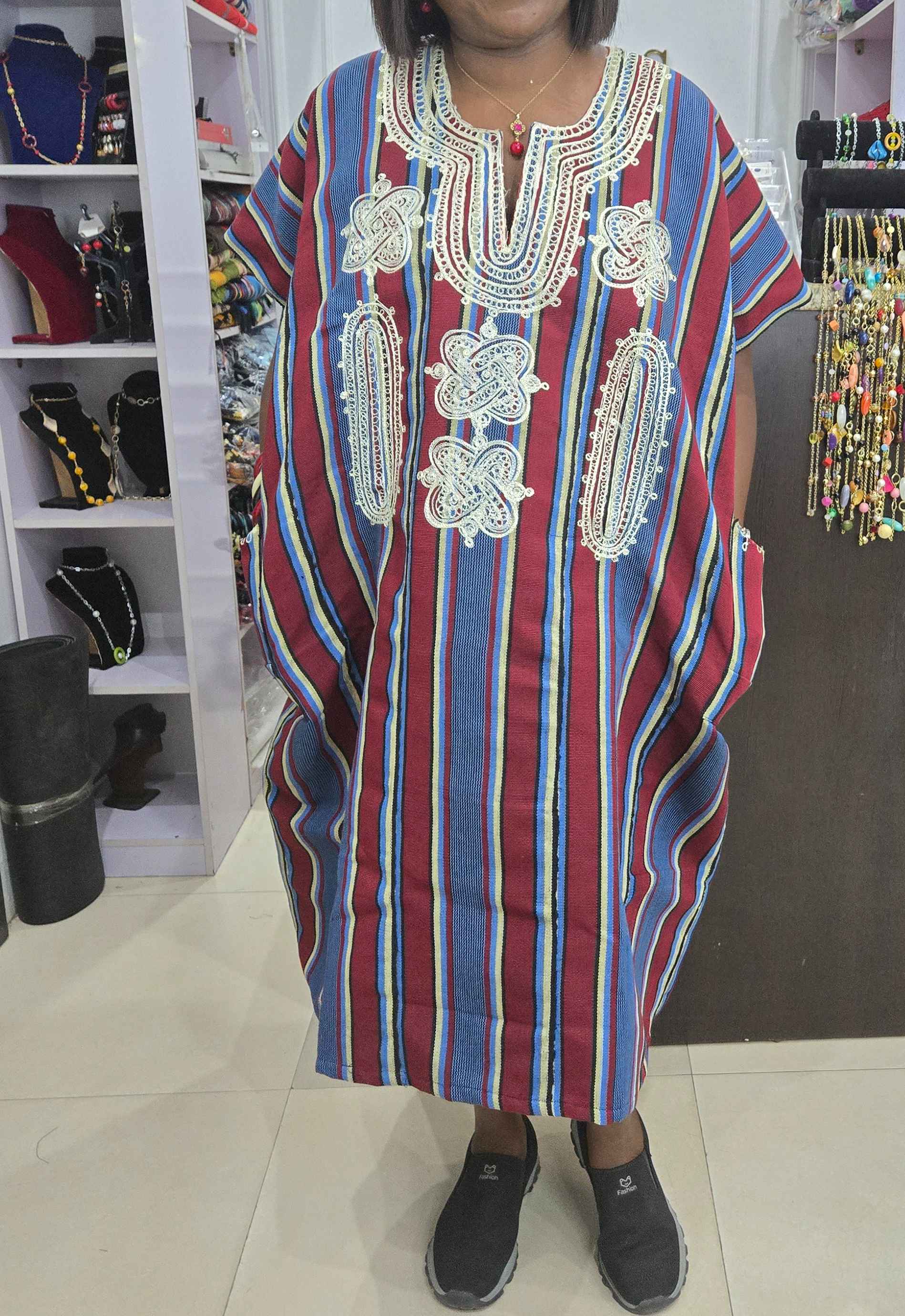 Cicil Embroidered Aso Oke Danshiki Dress - Blue