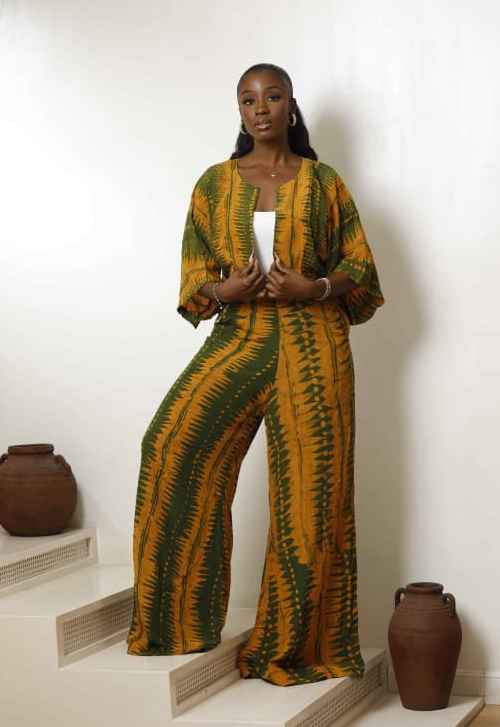 Ore 2-Piece Hand-Dyed Kimono Top And Wide-Leg Pants Set