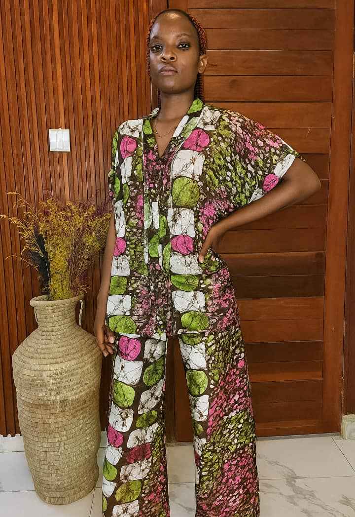 Multi-Colour Silk And Chiffon Shirt And Pants Set