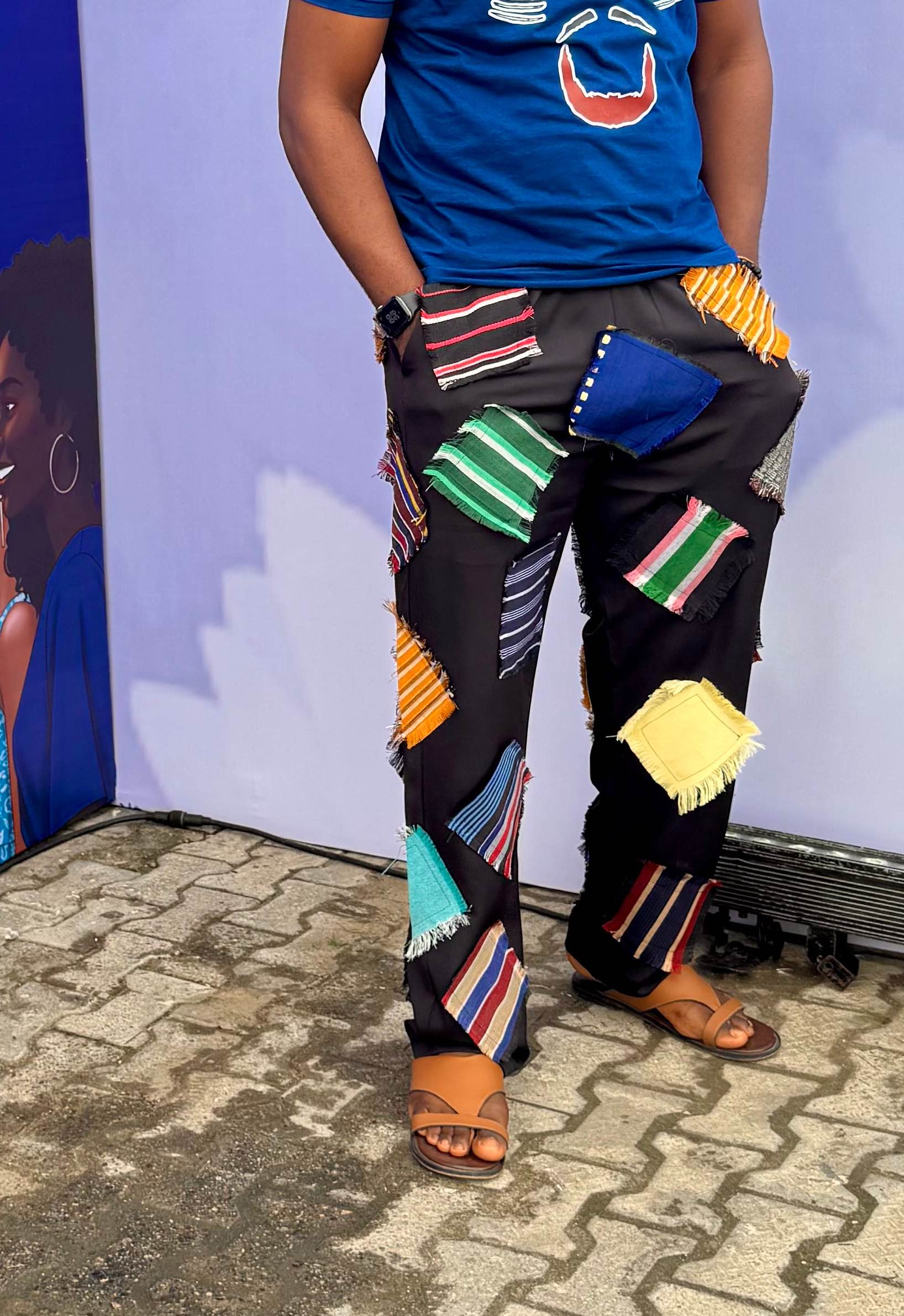 AsoPatch Unisex Crepe And Aso-Oke Pants