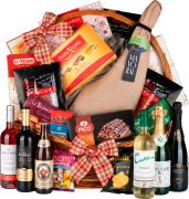 Cesta de Navidad 1 Piso Nº35 - Jamón Serrano Bodega 6,5kg y Embutidos + Selección de Vinos
