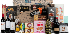 Baúl Plegable de Navidad Nº46 - Jamón Serrano 6,5kg e Ibéricos Loncheados + Ginebra, Vinos y Turrones