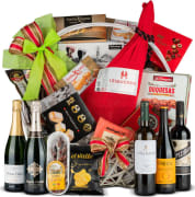 Cesta Mimbre Navidad Nº45 - Jamón Ibérico 7,5kg y Embutido + Selección de vinos y conservas