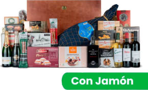 Baul Madera Navidad Nº48 - Jamón Gran Reserva 7k y Queso Curado + Ginebra y vinos premium