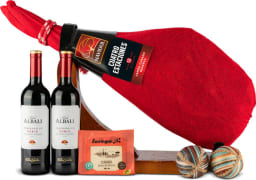 Jamonera Nº55 - Jamón Curado Reserva Navidul 7Kg y Queso Curado + Botellas Vino Tinto