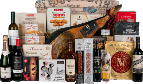 Baúl de Navidad Nº48 - Cava y Vinos + Jamón Gran Reserva Iberium 6,5kg e Ibéricos