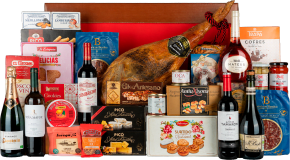 Baúl Plegable de Navidad Nº38 - Jamón Gran Reserva Bohorquez 6,5kg e Ibéricos Loncheados + 6. Bot Vino 