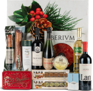 Caja de Navidad a Disfrutar Nº590 - 4 Botellas Cava y Vinos + Embutidos Ibéricos, Turrones y Conservas