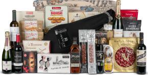 Baúl Plegable de Navidad Nº47 - Paleta Gran Reserva Iberium 6,5kg, Ibéricos y Queso + Ron Añejo y Vinos