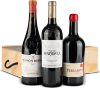 Estuche Madera Vino Nº693 - Tinto Pergamino y Ramón Bilbao Edición Limitada + Pesquera