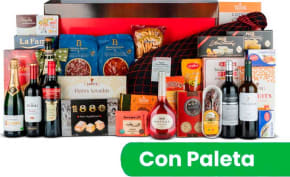 Baúl Nº37 - Paleta Gran Reserva 4,5kg y Queso Curado 200g + Surtido Vinos y Dulces Navidad