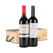 Estuche Madera Vino Tinto Nº91 - Crianza Ramón Bilbao + Roble Viña Mayor
