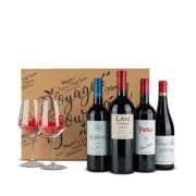 Estuche 4 Botellas Vino Tinto Nº102 - Vinos Lan, Viña Bujanda y Protos + 2 Copas cristal
