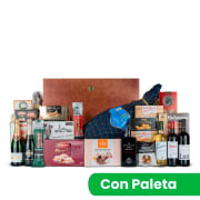 Baul Madera Nº47 - Paleta ibéricos Benito 4k y Queso Curado + Ginebra y vinos premium