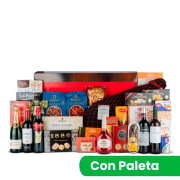 Baúl Nº37 - Paleta Gran Reserva 4,5kg y Queso Curado 200g + Surtido Vinos y Dulces Navidad