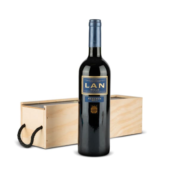 Estuche Madera Vinos Nº687 - Botella Vino Tinto LAN Reserva D.O. Rioja 75 cl