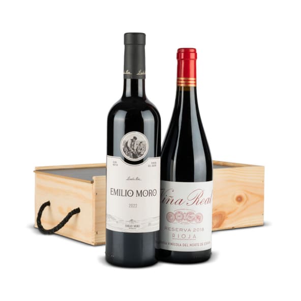 Estuche Madera Vino Tinto Nº694 - Rioja Viña Real + Emilio Moro Ribera Duero