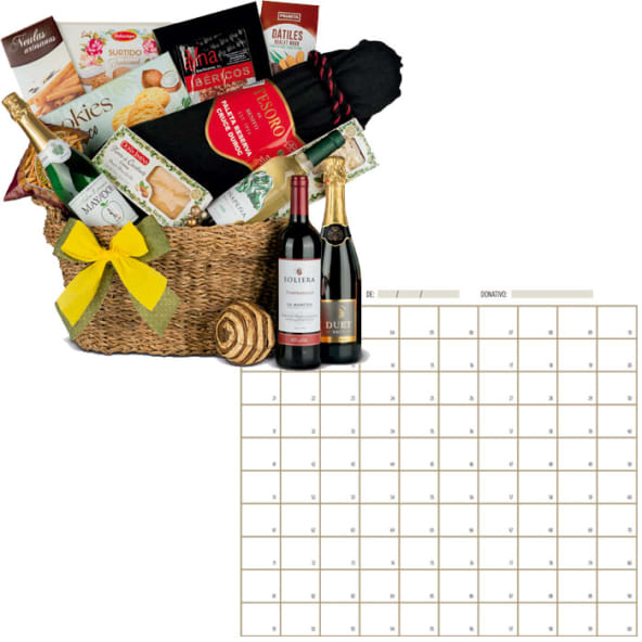 Cesta para sorteos con Asa Nº32 - Paleta Reserva 4Kg y salchichón loncheado