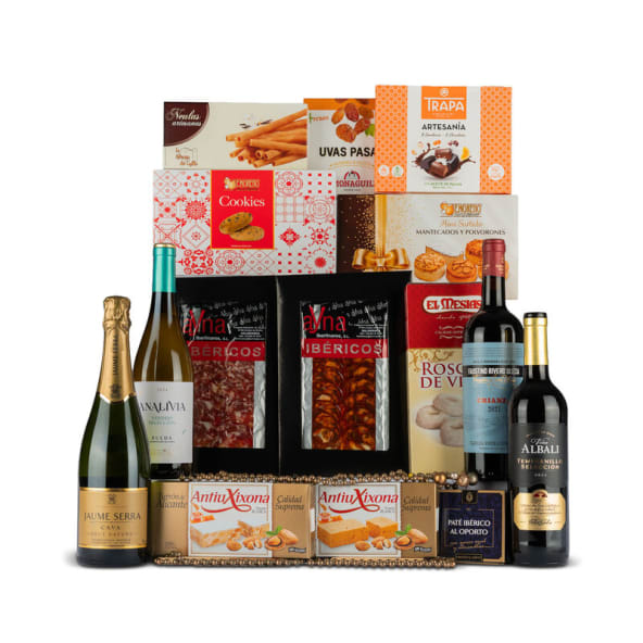 Lote Navidad Nº5 - Surtido Vinos y Cava + Chorizo y Salchichón Ibérico Bellota