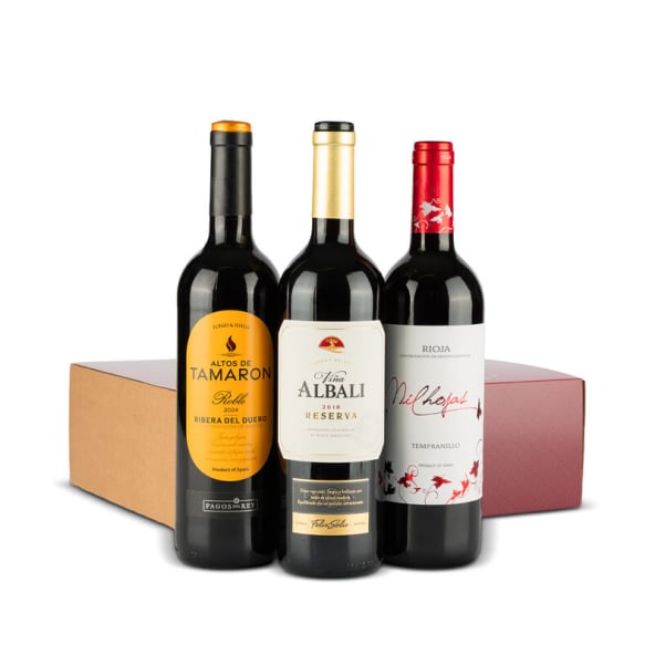 Estuche Navidad Vinos Nº83 - Caja decorada con 3 Botellas de Vino tinto