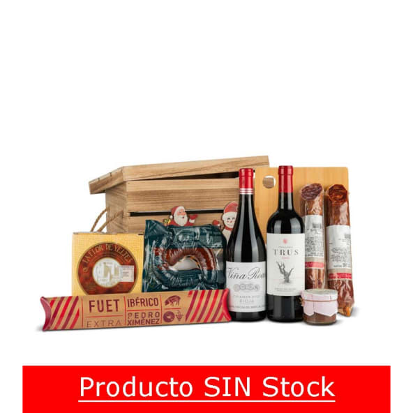 Especialisimo Al Corte Caja Madera Nº587 - Piezas embutido ibérico + botellas Vino Tinto
