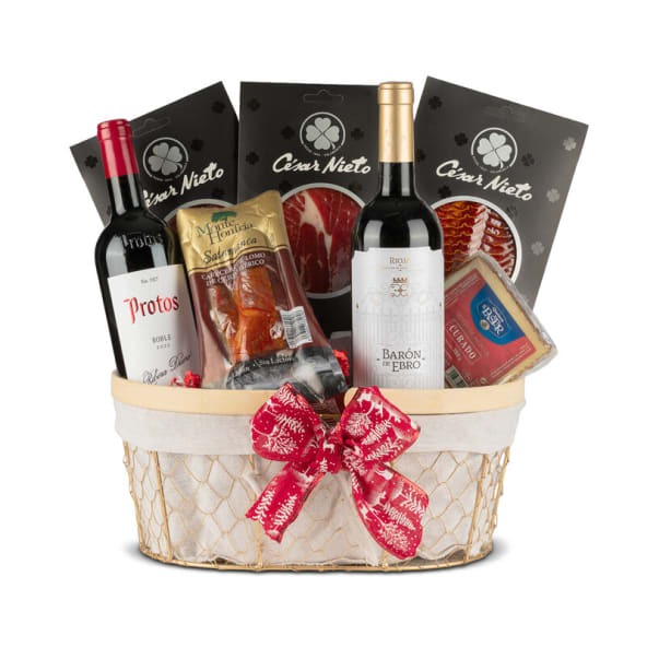 Especialísimo Ibéricos Nº502 - Cesta con Vino Protos y Baron de Ebro + Queso Curado