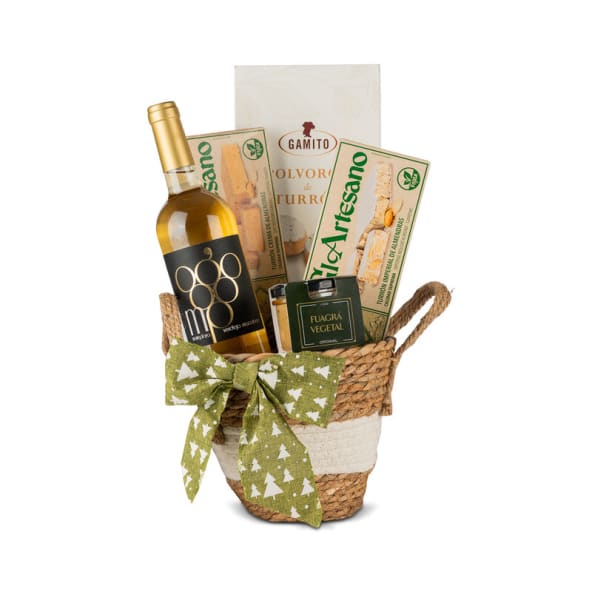 Especialísimo Cesta Navidad Vegana Nº500 - Surtido dulces Veganos y vino blanco
