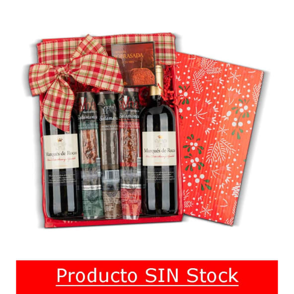 Estuche Navidad Nº67 - Selección Embutidos Ibéricos + 2 Botellas Tinto Marqués de Rocas