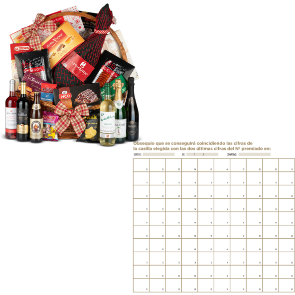 Cesta de Navidad de sorteo 1 Piso Nº34 - Paleta Gran Reserva Izquierdo 4kg + Vinos y Turrones