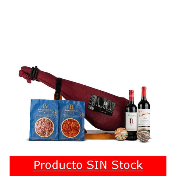 Jamonera Nº661 - Jamón Gran Reserva 7kg Etiqueta Negra y embutido loncheado + Vino Tinto