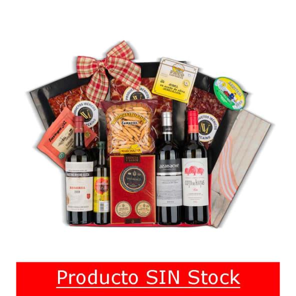 Estuche Navidad Nº70 - Embutido Ibérico Loncheado y Queso Curado + Vino Tinto y Aceite