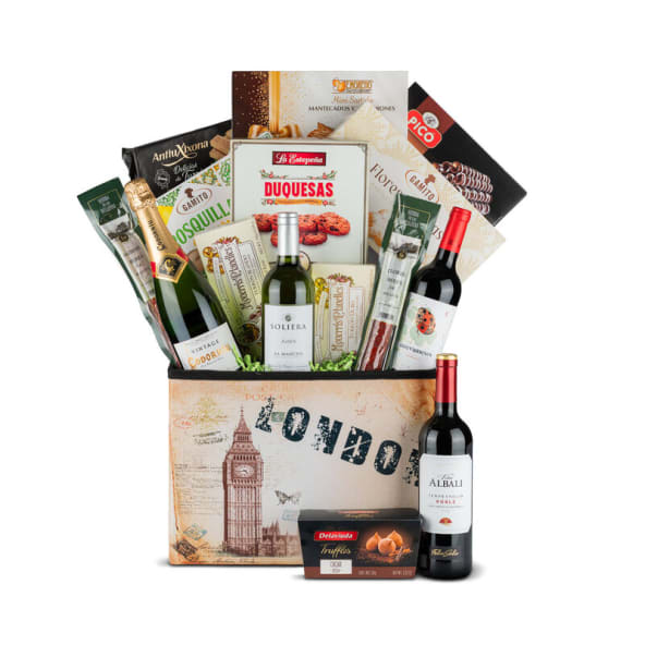 Baul Plegable Nº31 - Surtido Vinos + Charcutería Sierra de las Bellotas y dulces navideños