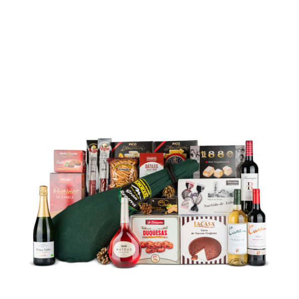 Lote Navidad Nº23 - Jamón Gran Reserva 6,5kg y Embutido Ibérico + Surtido Vinos y dulces