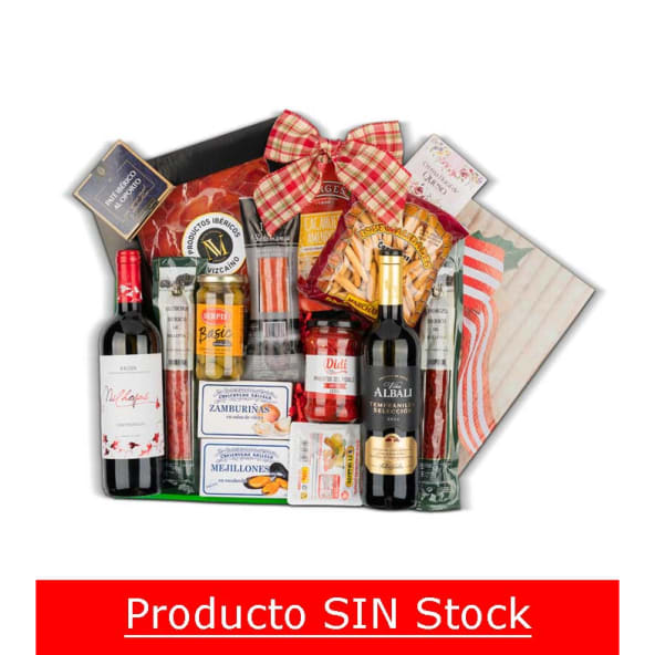 Estuche Navidad Nº69 - Surtido Embutido Ibérico + 2 Botella Vino Tinto y conservas de mar