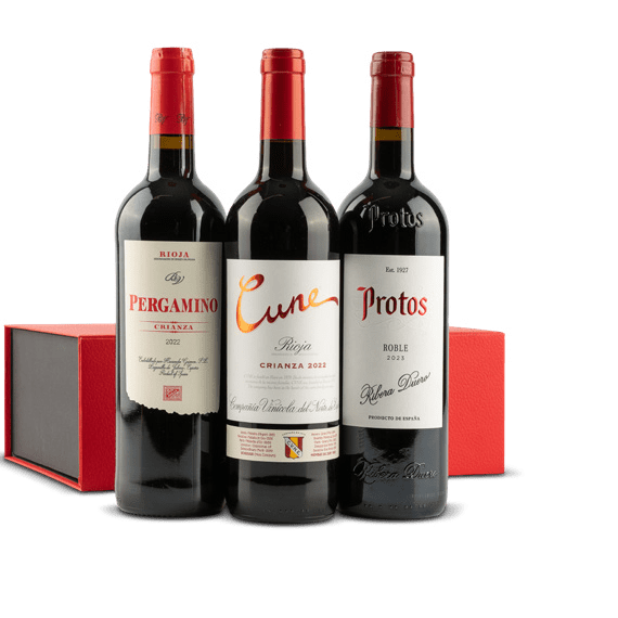 Estuche de Vino Tinto de Navidad Nº6162 - Vinos Pérgamino, Protos y Cune