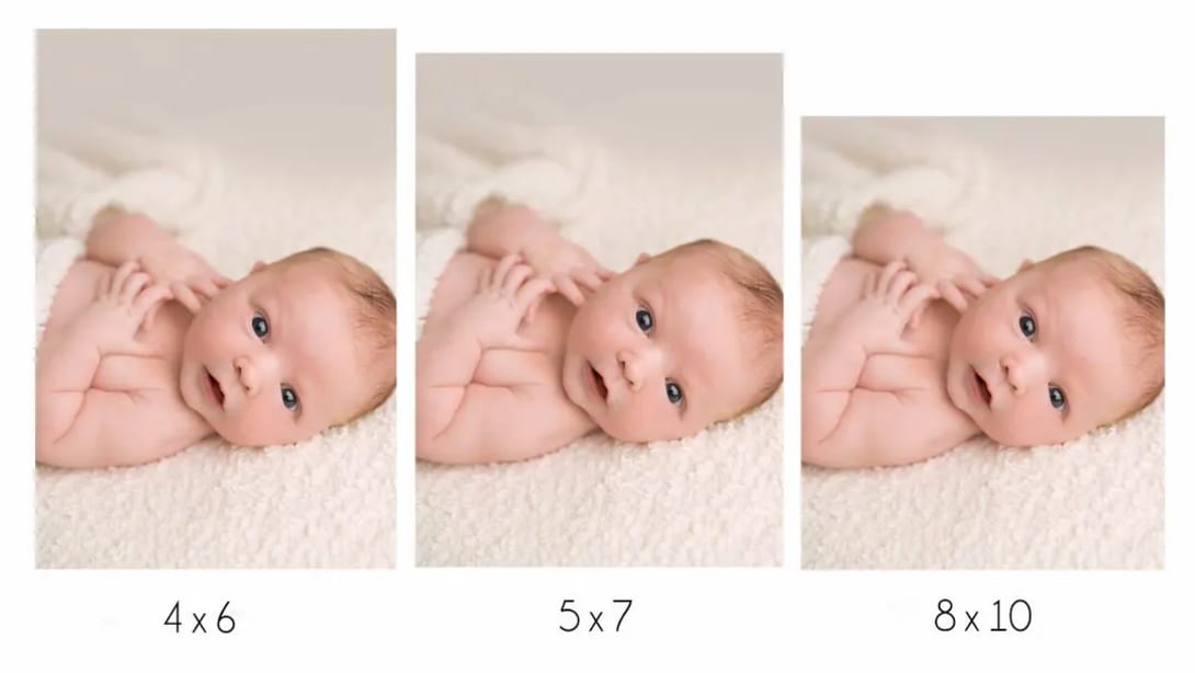 Photography crop guide showing a 5x7 crop on a baby portrait, ideal for Rutherglen photographers
