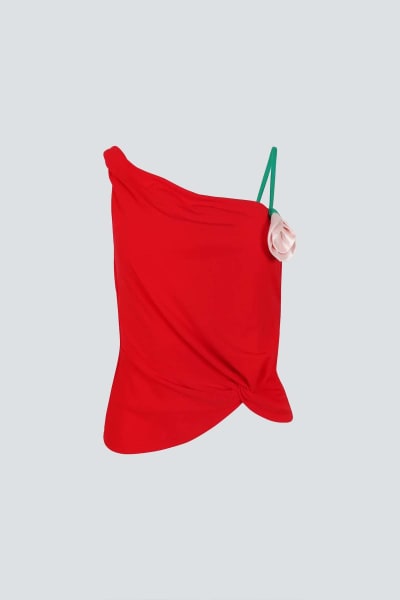 Wexford Draped Asymmetric Top in Red