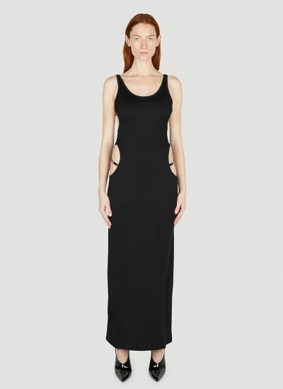 Scoop Neck Cut Out Dress in Black