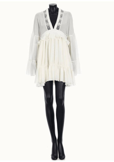 Saint Laurent Embroidered Ruffle Dress