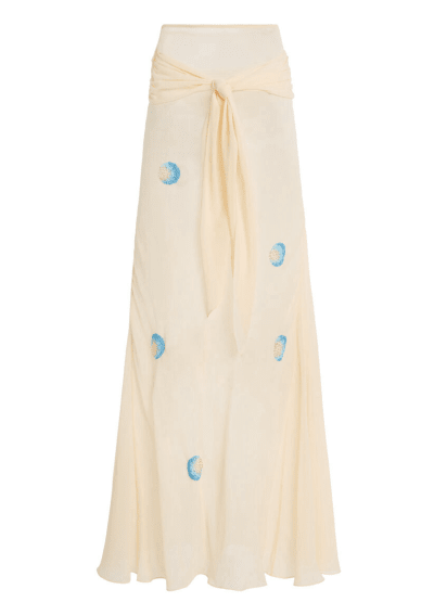 Dorothy Beaded Tie-Front Silk Maxi Skirt