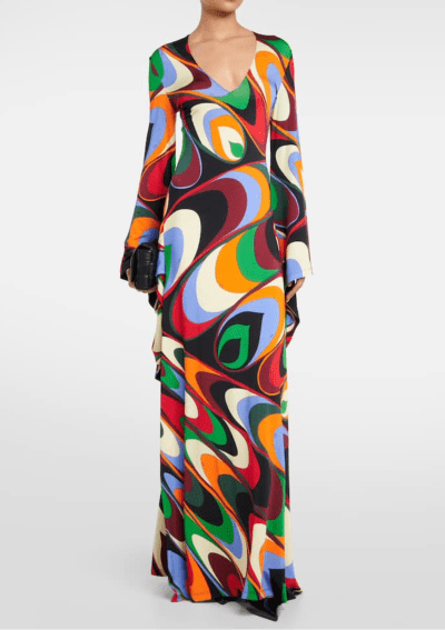 Pucci Onde Bell Sleeve Gown