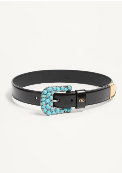 Valentino Garavani Vlogo Signature Brushed Calfskin Belt 30 Mm