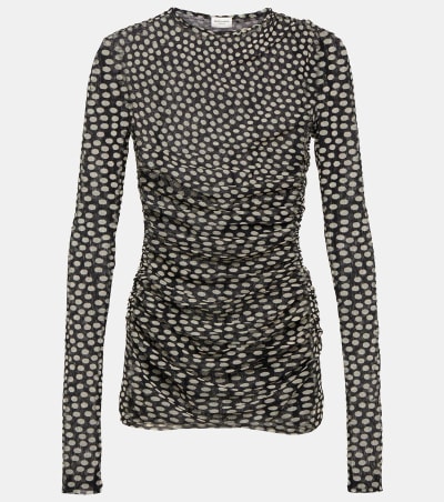 Ruched Polka Dot Mini Dress