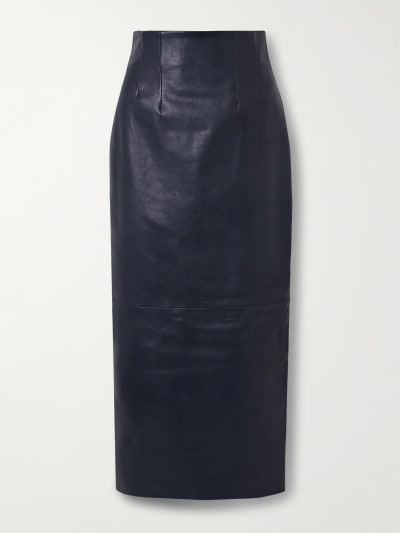 Khaite leather pencil skirt