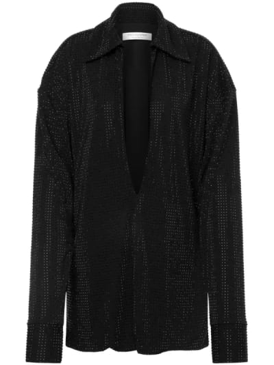 Rhinestoned V Neck Blouse